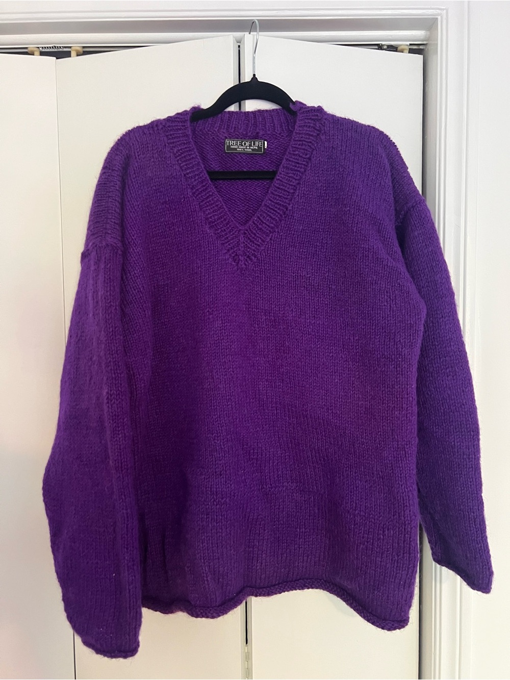Tree of Life Deep Purple V-Neck Sweater